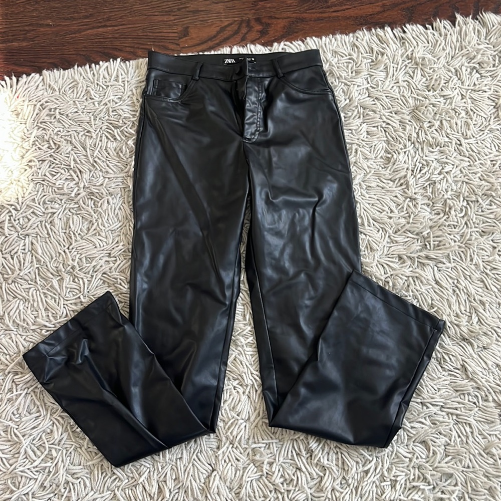 Zara straight leg leather pants